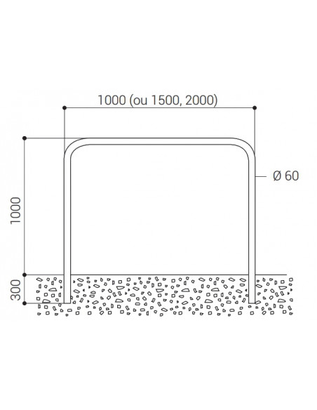 Arceau ø 60 simple 1000 galva