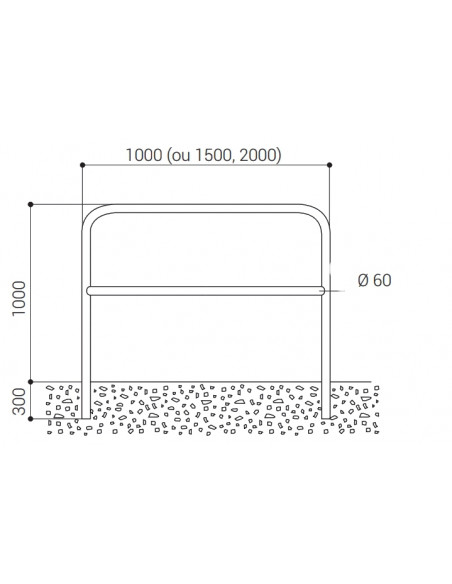 Arceau renforcé lg 1000 diam 60 galva