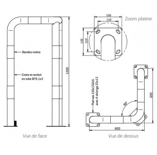 arceau angle 3 pieds sur platine industrie acier jaune et noir protection batiment machine spl procity fabrication francaise 2