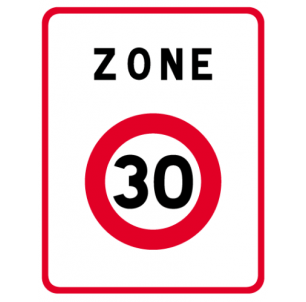 panneau police route signalisation routiere alu self signal debut entree zone circulation 30 km / h