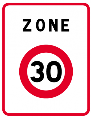 panneau police route signalisation routiere alu self signal debut entree zone circulation 30 km / h