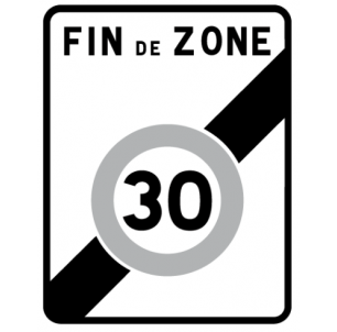 panneau police route signalisation routiere alu self signal fin sortie zone circulation 30 km / h