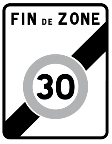 panneau police route signalisation routiere alu self signal fin sortie zone circulation 30 km / h