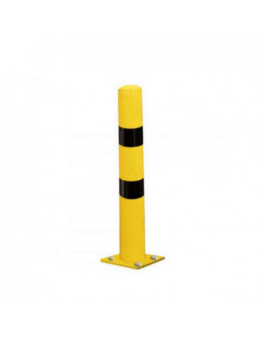 Poteau de protection diametre 90 mm sur platine jaune et noir industrie batiment procity