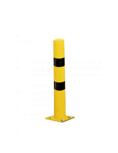 Poteau de protection diametre 90 mm sur platine jaune et noir industrie batiment procity