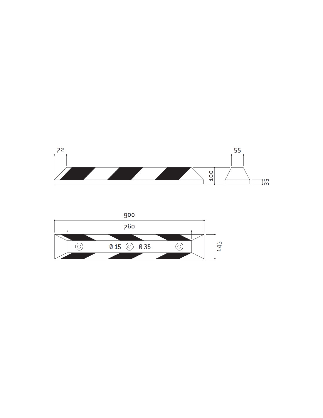 Butée de parking en caoutchouc, séparateur de stationnement caoutchouc  Parkstop