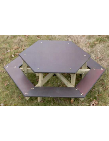 Table banc hexagonale