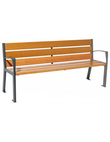 Banc Silaos bois acier 1800 accoudoirs