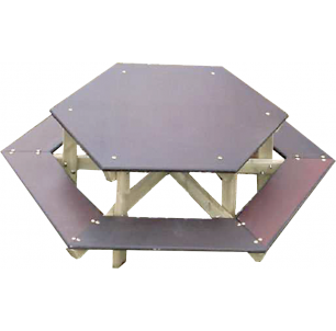 Table banc hexagonale