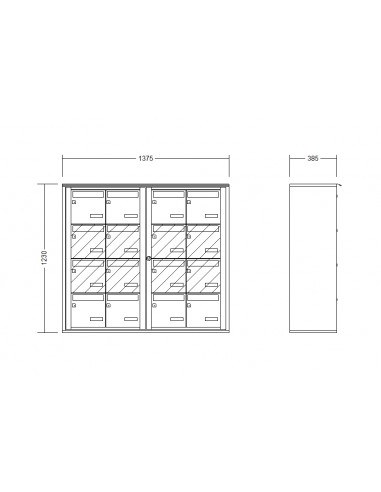 Boîte aux lettres 16 volumes encastrée