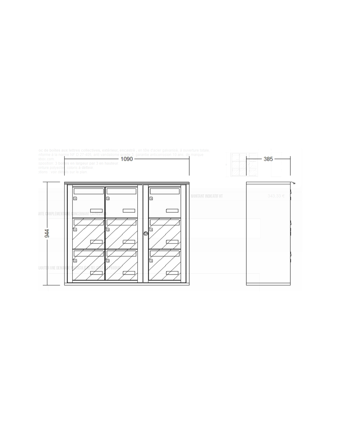 Boîte aux lettres 9 volumes sur pied