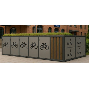 Box vélo Multibox 5 vélos + 4 trottinettes habillage bois