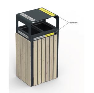 Corbeille CYBEL bois 2x60L sans cendr