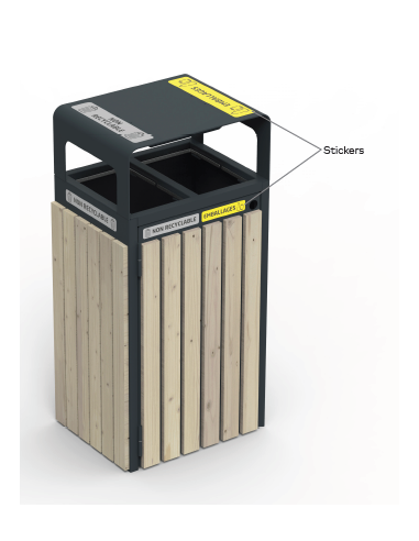 Corbeille CYBEL bois 2x60L sans cendr