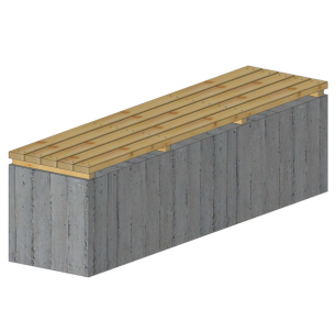Assise bois pour banquette béton 2000 x 500 x 500 