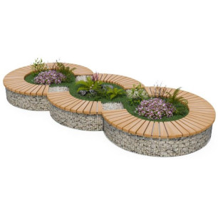Banc gabion entourage triple circulaire - PIN CLIV