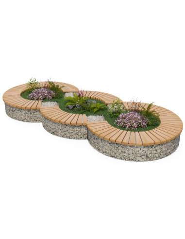 Banc gabion entourage triple circulaire - PIN CLIV
