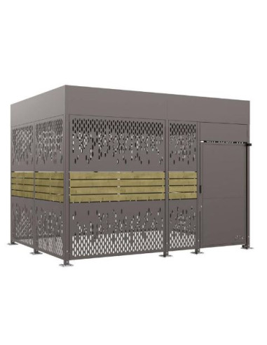 Abri vélos sécurisé Horizon avec bardages en acier et bois Lg 6m