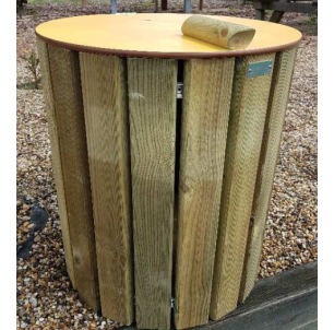 Corbeille bois ronde 50L avec couvercle