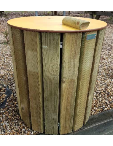 Corbeille bois ronde 50L avec couvercle