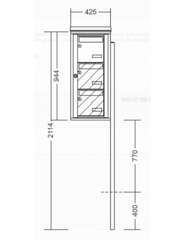 Bloc de 3 boîtes aux lettres collectives et pied de fixation